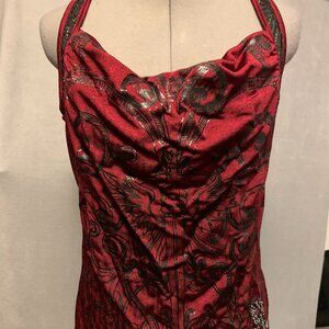 Rufen Brand - Red tank top with graphic and bead detail S/M